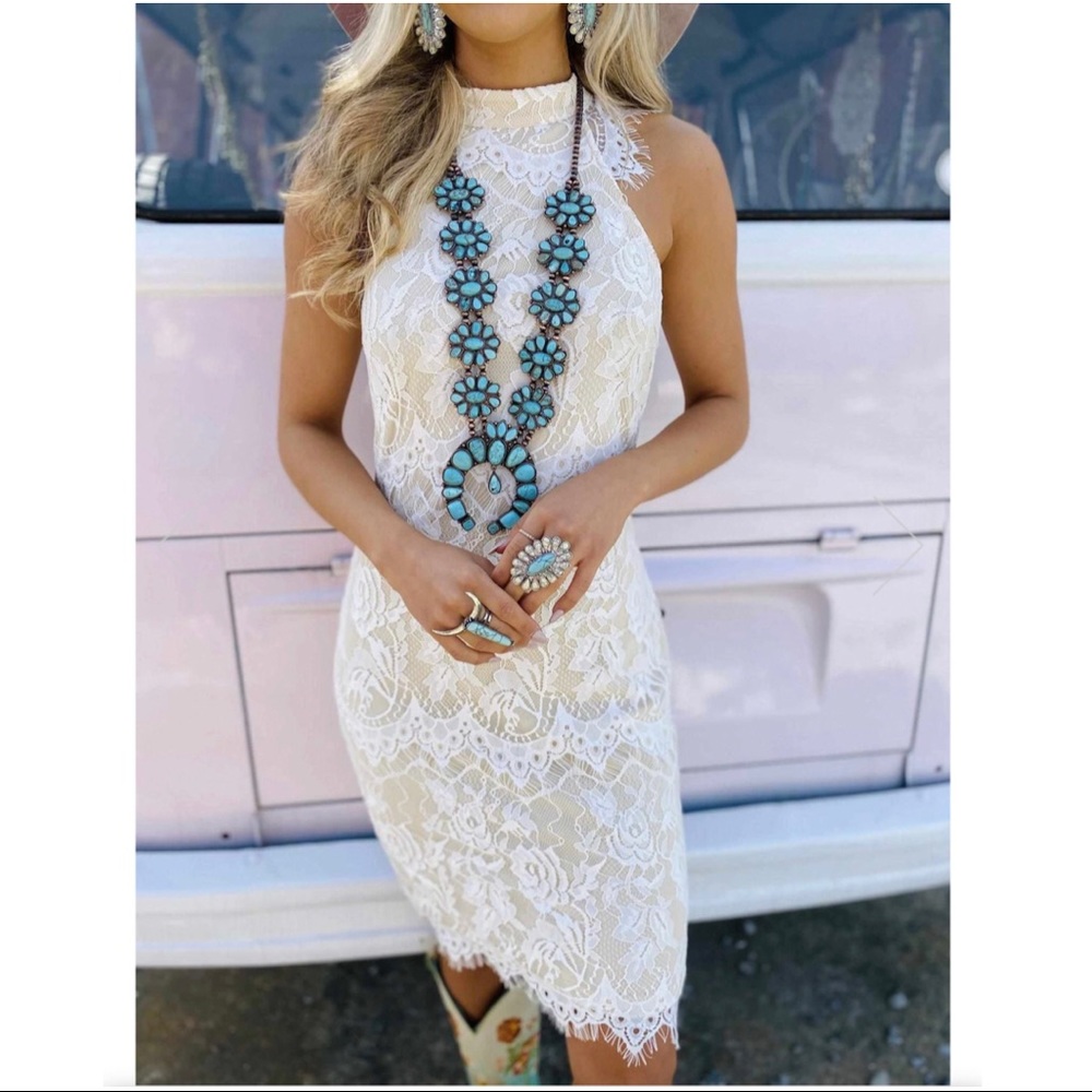 Brand New April Shower White Lace Dress